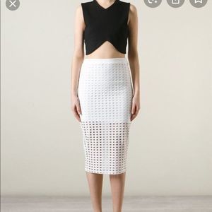 White Perforated Skirt by Alexander Wang
